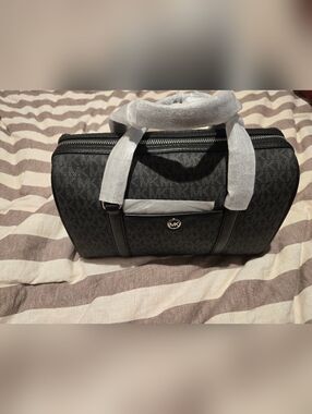 Michael Kors Black Logo-Print Duffel Satchel